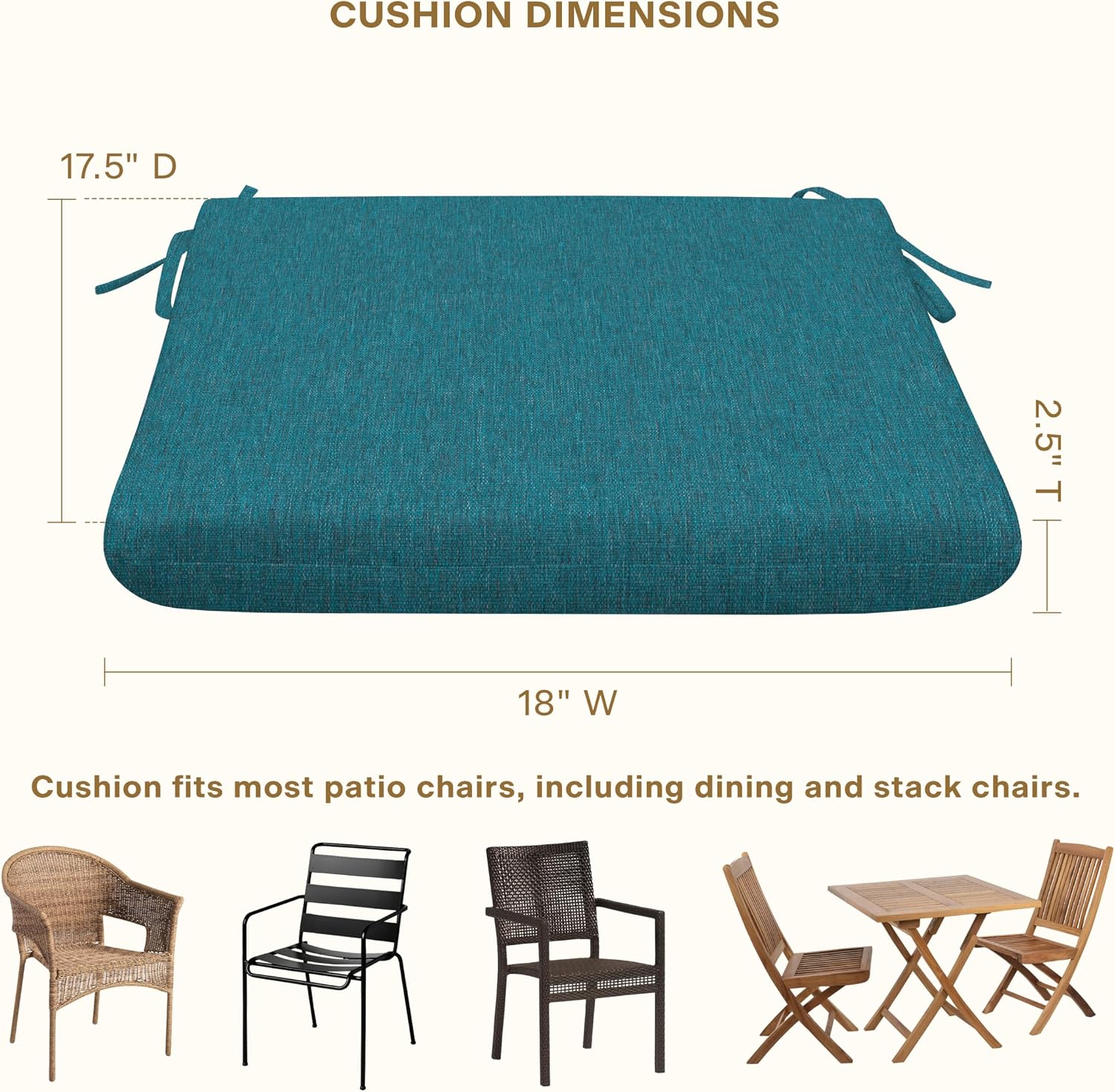 Honeycomb Outdoor Heritage Set of 2 Seat Pads for Patio Seating, 18 x 17.5
