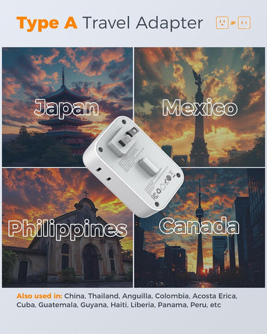 TESSAN US to Japan Plug Adapter 2 Pack, 2 Prong to 3 Prong Outlet Adapter