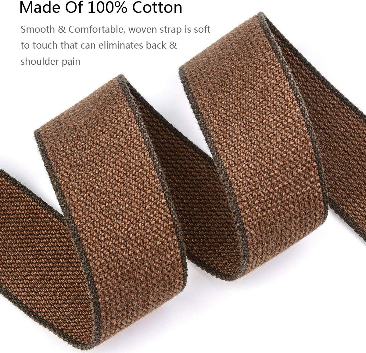 BestSounds Acoustic Guitar Strap, Soft Cotton & Leather Ends Strap for Electric & Bass Guitars come with 1 Button & 2 Locks