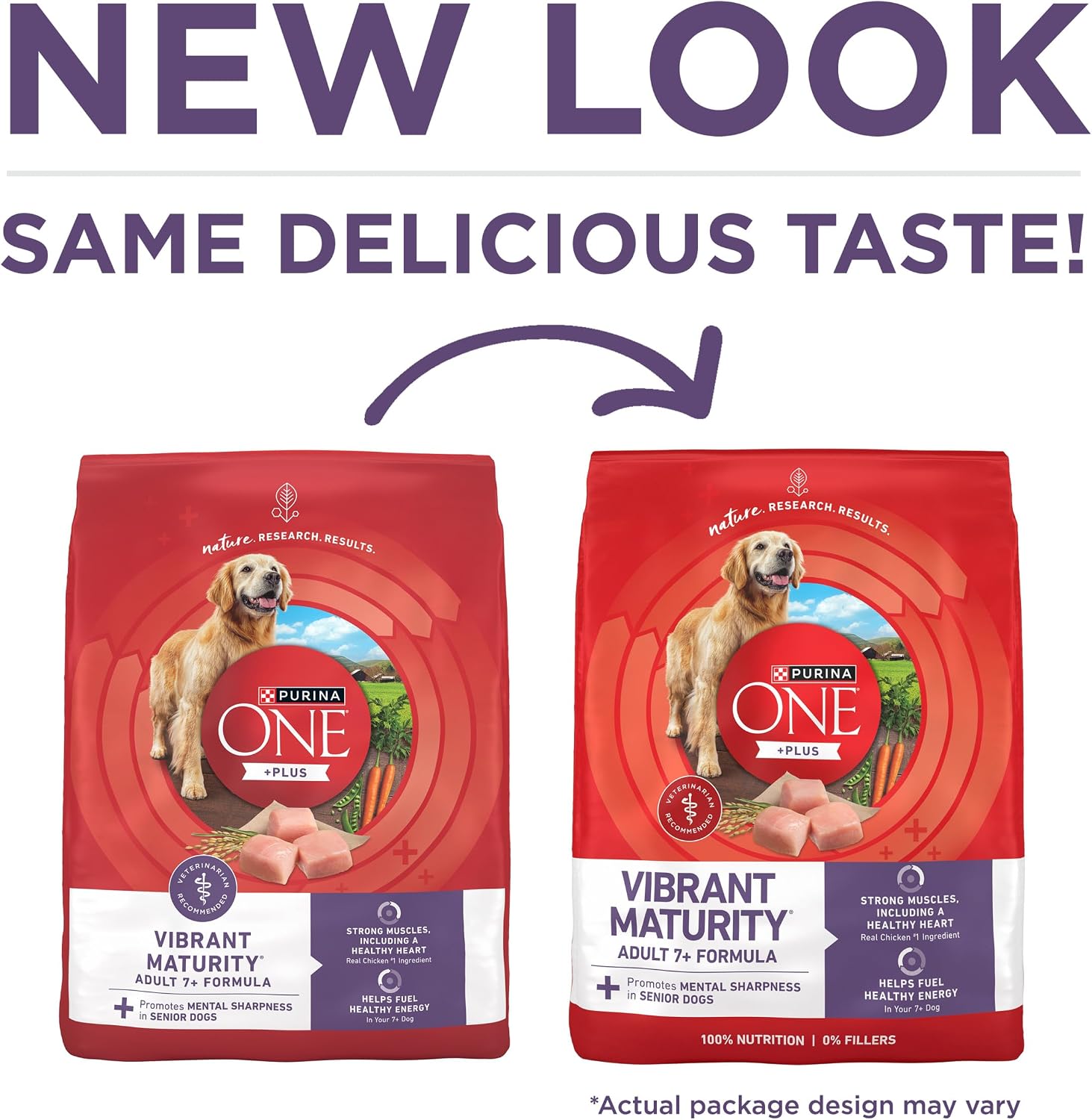 Purina ONE High Protein Dry Senior Dog Food Plus Vibrant Maturity Adult 7 Plus Formula - 4 Pound (Pack of 4)