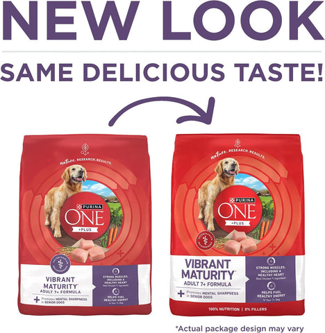 Purina ONE High Protein Dry Senior Dog Food Plus Vibrant Maturity Adult 7 Plus Formula - 4 Pound (Pack of 4)