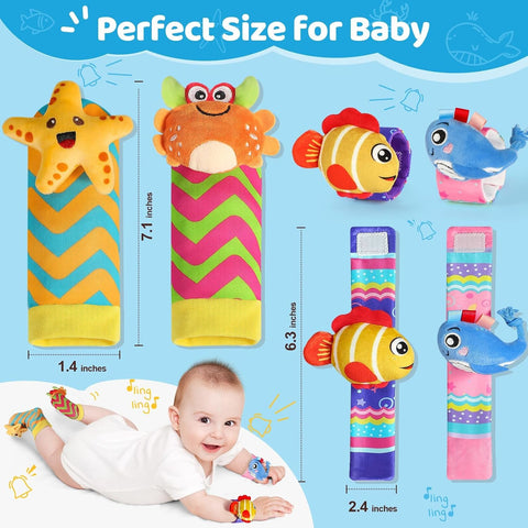 URMYWO Wrist Rattles for Baby, Rattle Socks, Baby Toys for 0-12 Months
