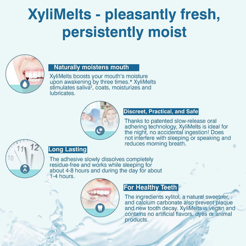 Oracoat XyliMelts for Dry Mouth Night Time or Day - Moisturizing Dry Mouth Adhering Discs, Sugar Free with Xylitol, 100 Count, Slightly Sweet Flavor, 8-Hour Relief