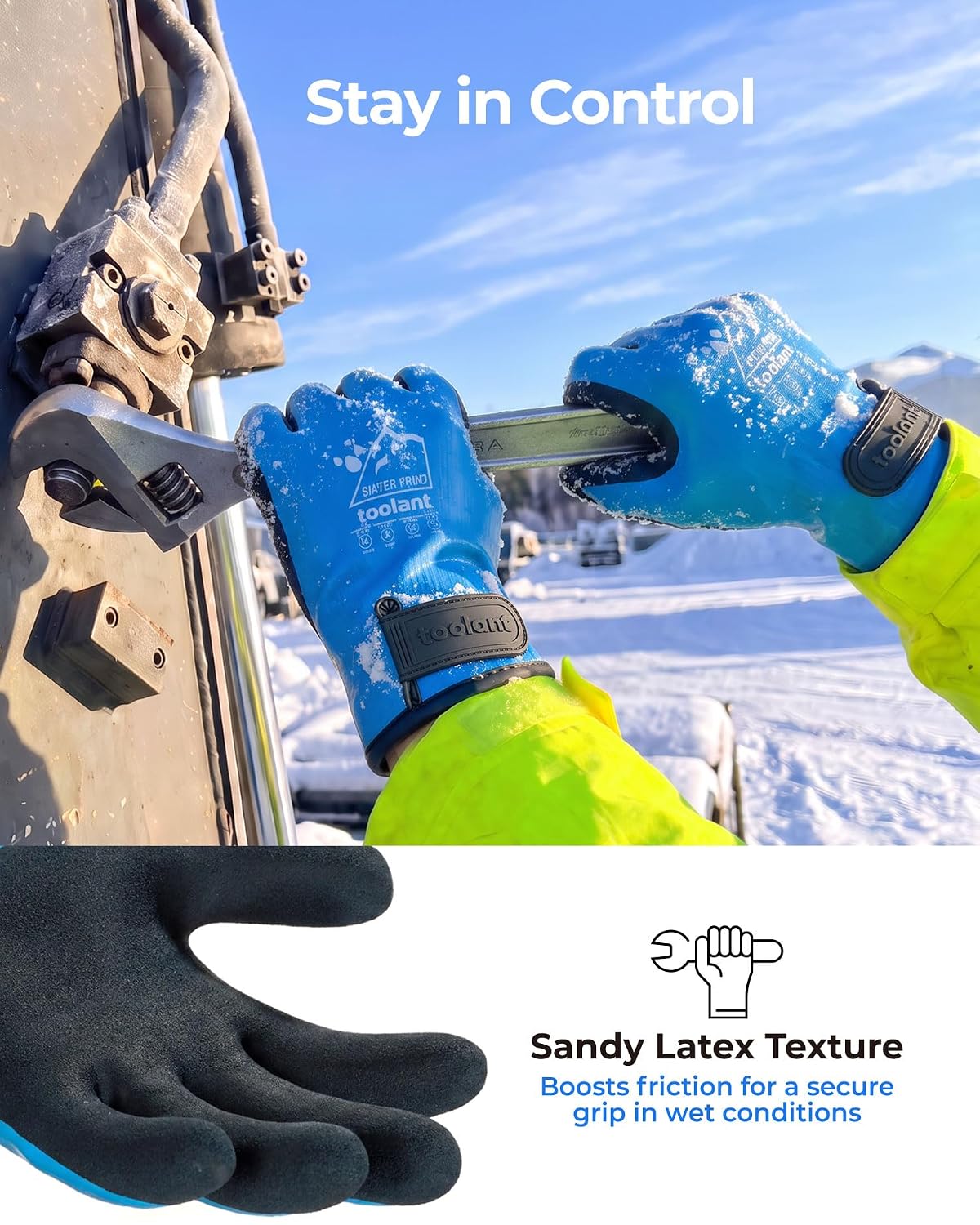 toolant 100% Waterproof Winter Work Gloves, Thermal Insulation with Grip