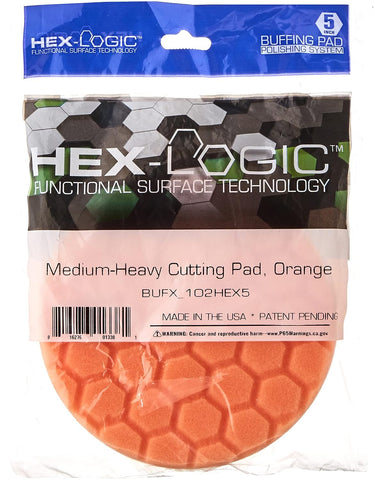 Chemical Guys, Hex-Logic Medium-Heavy Cutting Foam Pad, Orange, 5.5 inch