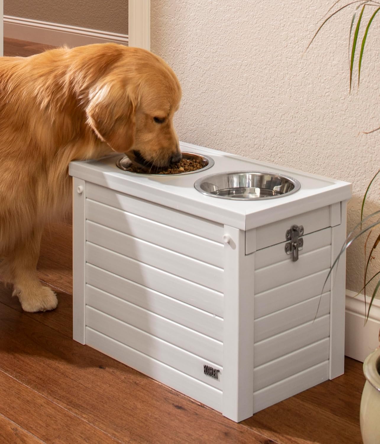 New Age Pet® Piedmont Elevated Dog Feeder, Antique White