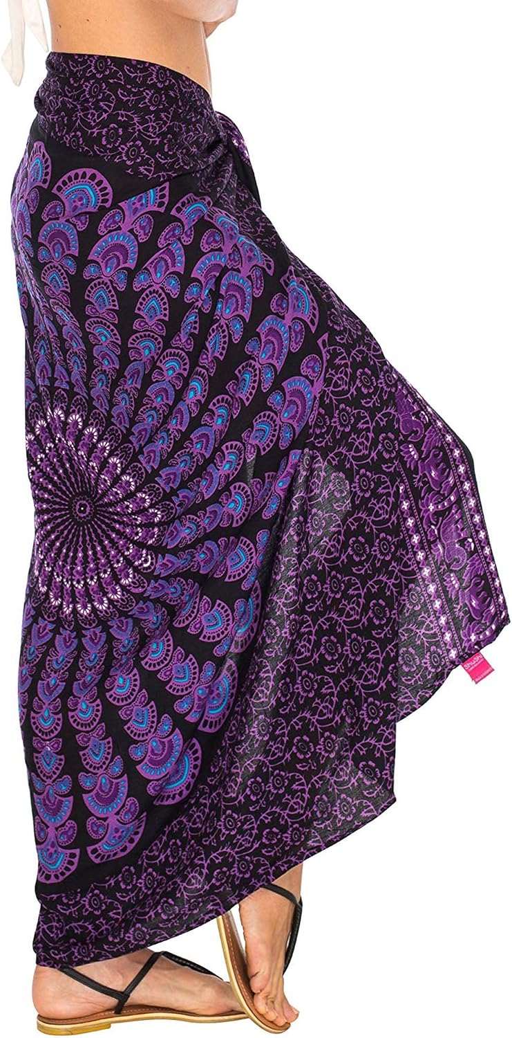 SHU-SHI Sarong Wraps For Women Long Beach Cover ups Pareo Bathing Suit Wrap Skirt Mandala Sarongs Coverup