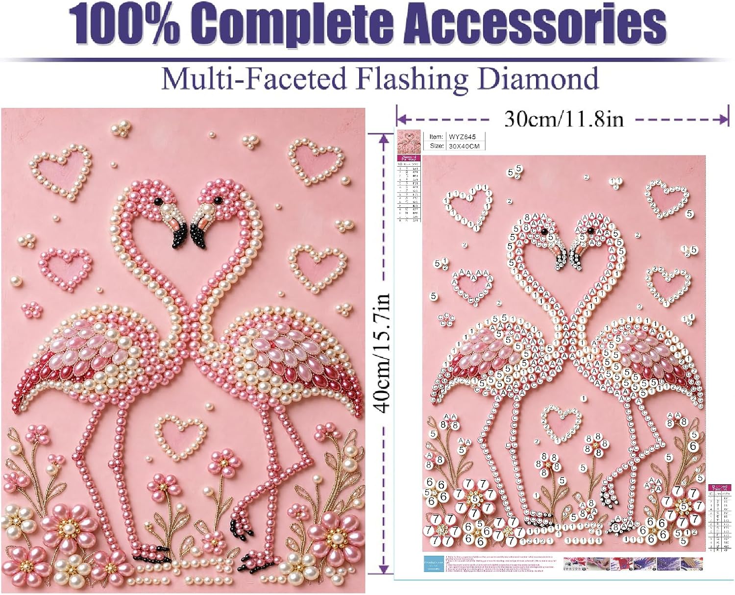 JFYHAB Flamingo Diamond Art Pearl Painting Kits for Adults, 5D Special Shape Diamond Art Kits for Couple Flamingo, DIY 3D Plastic Pearls Painting Kit for Home Decoration 12 X 16 Inch