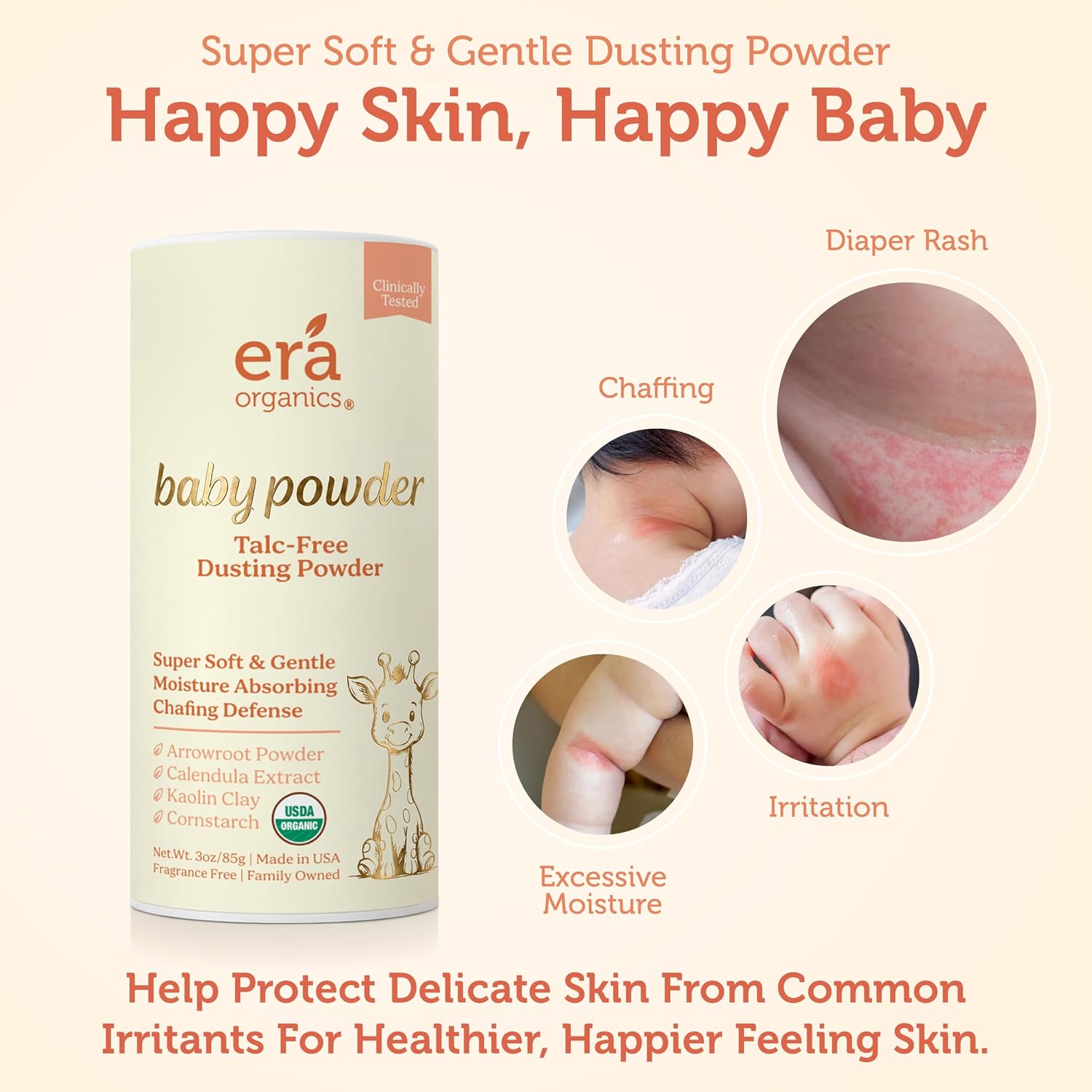 Talc-Free Organic Baby Powder - Non-Toxic Dusting Powder for Baby & Body