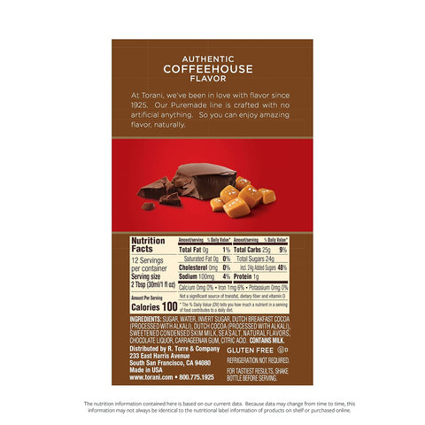 Torani Puremade Sauce, Salted Chocolate Caramel, 16.5 Ounces (Pack of 4 - Packaging May Vary)