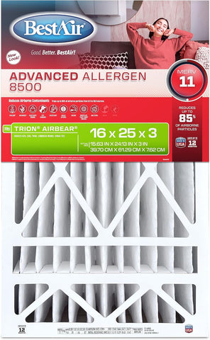 BestAir 16x25x3 Air Filter MERV 11 Advanced Allergen (3-Pack)