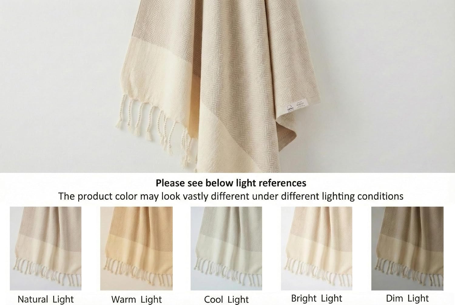 Bazaar Anatolia Turkish Hand Towels Set of 4, 39x19 in, Herringbone Beige