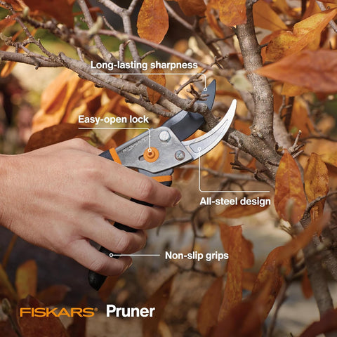 Fiskars Bypass Pruning Shears, 5/8" Cut Capacity Garden Clippers