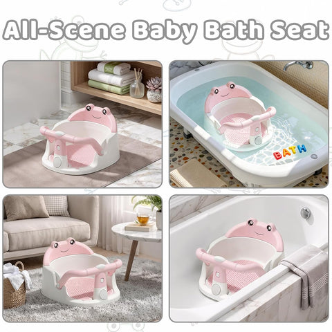 Baby Bath Seat for Babies 6 Months & Up, Non-Slip Toddler Bath Seat with Suction Cup, Safe and Comfortable Portable Infant Bathtub Chair for Bathroom, Bathtub Tub Sitting Up, Easy to Clean (Pink)