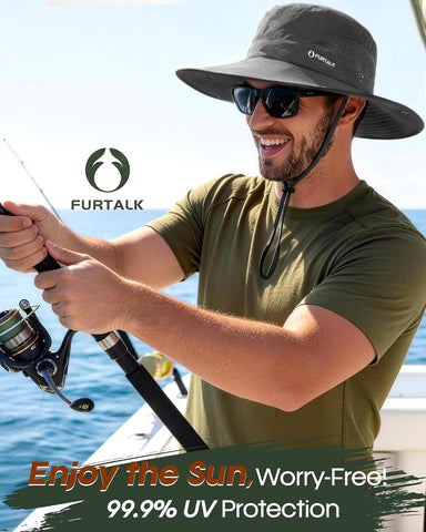 FURTALK Mens Bucket Sun Hat UPF Protection Wide Brim Breathable Fishing Hat