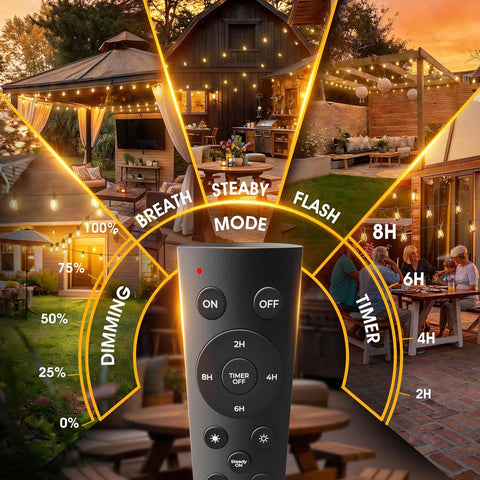 addlon 100FT LED Outdoor String Lights, Waterproof Dimmable Bulbs for Patio