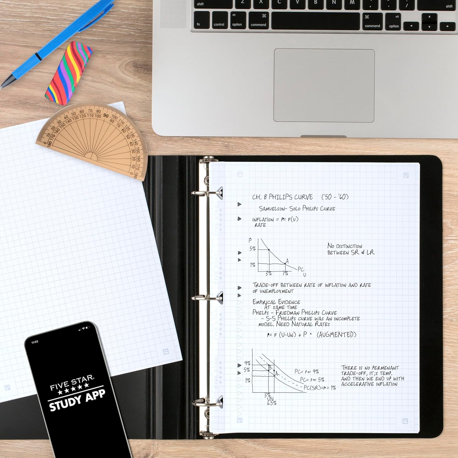 Five Star Loose Leaf Paper + Study App, Graph Ruled Filler Notebook Paper, Reinforced, Fights Ink Bleed, 8-1/2" x 11", 80 Sheets (170122)