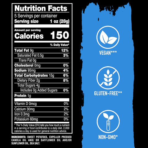 Terra Vegetable Chips, Sweet Potato with Sea Salt, 5 oz. (Pack of 12)