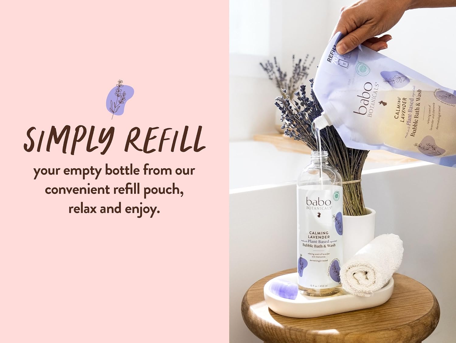 BABO Botanicals Calming Lavender 2-in-1 Bubble Bath & Wash - Relaxing Chamomile & Lavender - EWG Verified- Vegan- for All Ages- Scented with Lavender Essential Oil