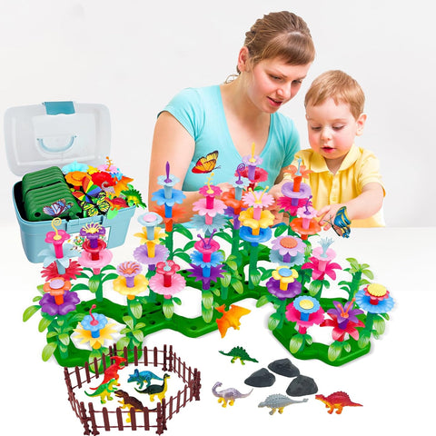 Toys Gifts for Age 2 3 4 5 6,167 PCS Dinosaur Flower Garden Building Blocks
