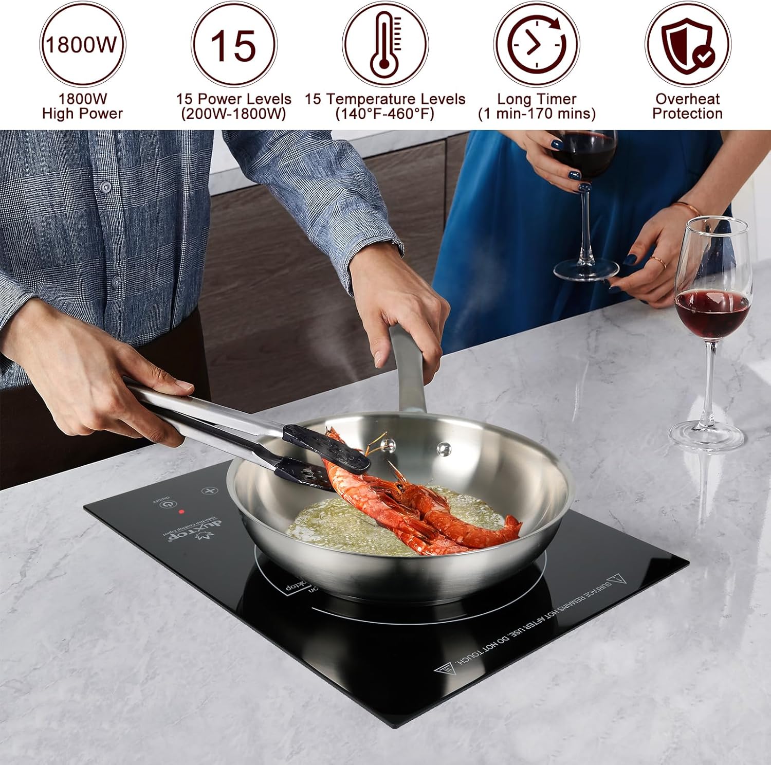 Duxtop Built-in Induction Cooktop, Portable Induction Burner 1800W 8600BI