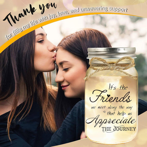 Birthday Gifts for Women Friendship, Mason Jar Night Lights for Friend, Thankgiving Gifts for Women, Suitable for Home Office Table Stands