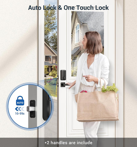 Veise KS02D Fingerprint Deadbolt Lock with Handle Set, Matte Black