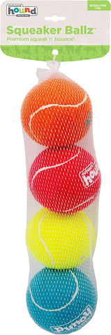 Outward Hound Squeaker Ballz Tennis Ball Dog Toy, Large, 3", 4-Pack