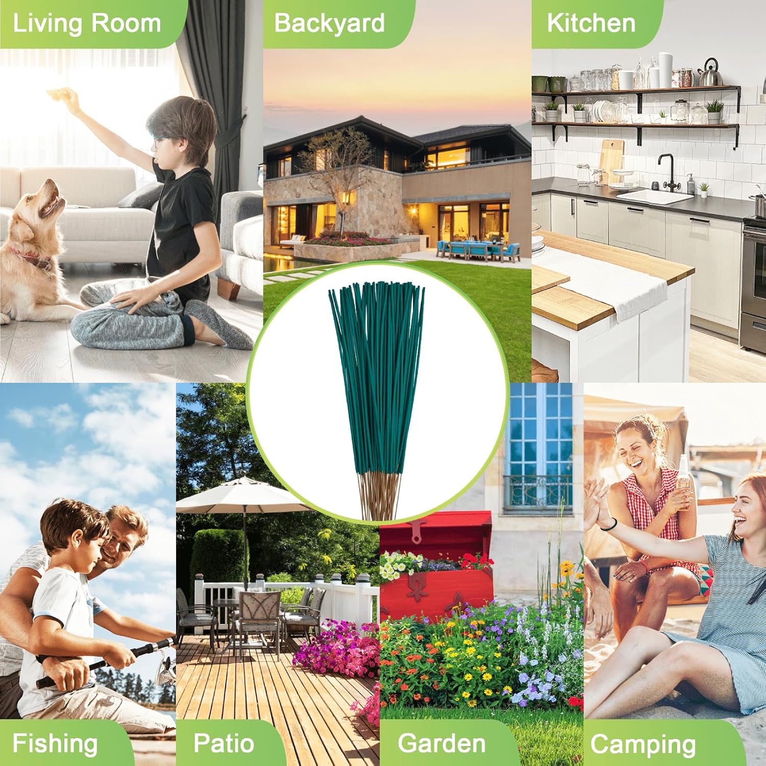 100P Natural Citronella Mosquito Repellent Incense Sticks for Outdoor Patio