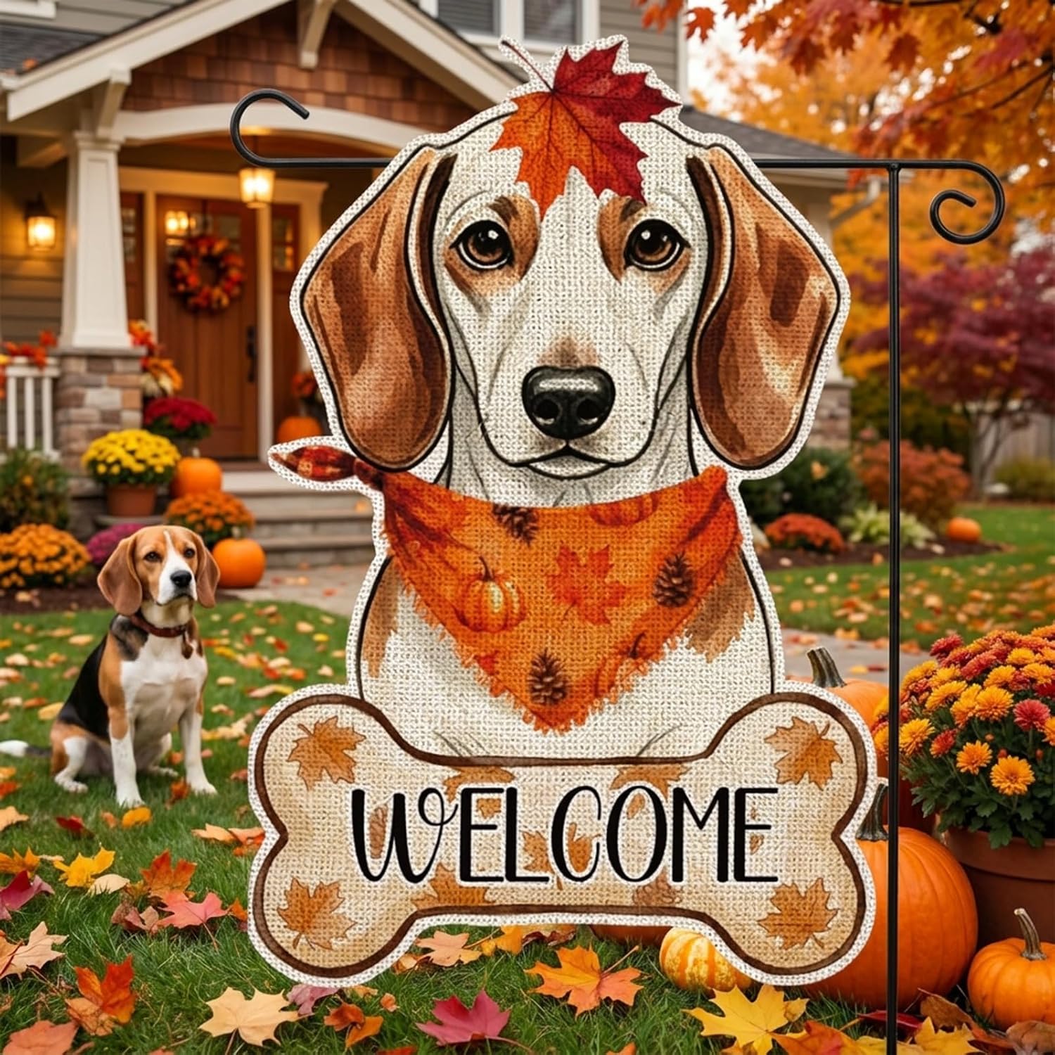Fall Beagle Decor Outdoor - Beagleund Fall Dog Decor Double Sided Garden Flag Outside Vertical Autumn Holiday Welcome Yard Decoration Lawn Outdoor Decor