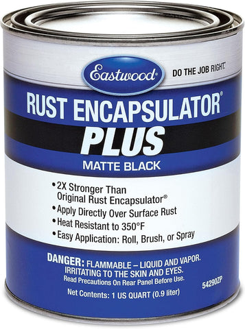 Eastwood Matte Black Rust Encapsulator Plus | Long Lasting Durable Finish 1 Coat Maximum Rust Protection | Heat Resistance up to 350 degrees Fahrenheit | Matte Black Quart | 12 Pack