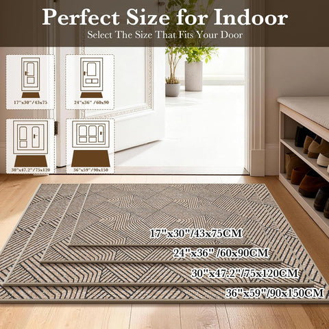 Front Door Mat Indoor Entrance Welcome Entry Mat Brown 36"x59"
