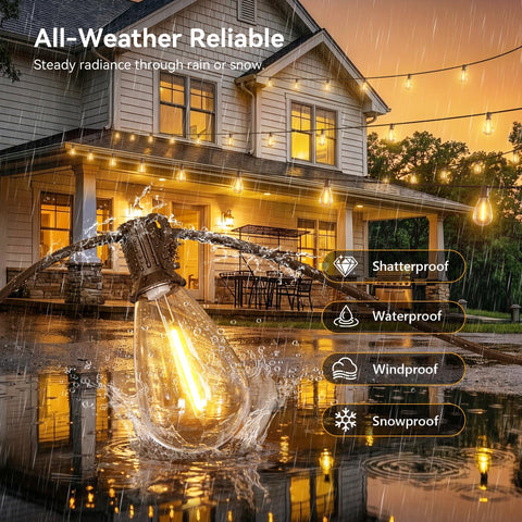 200FT Outdoor String Lights with Remote, Waterproof Patio Lights with 72+2 Shatterproof LED Bulbs,Dimmable Hanging Decor for Backyard Garden Porch Bistro, Timer & 3 Modes,2700K Warm White