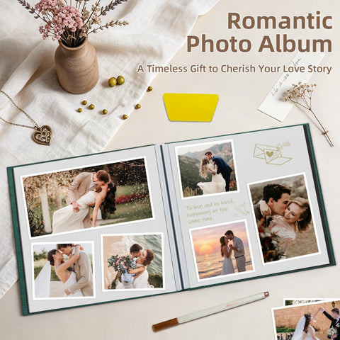 Popotop Photo Album Self Adhesive Scrapbook Album for 4x6 5x7 8x10 Pictures DIY Photo Book as Scrapbooking Supplies Kits, Birthday Gifts for Women Mom Wedding Baby Family Travel