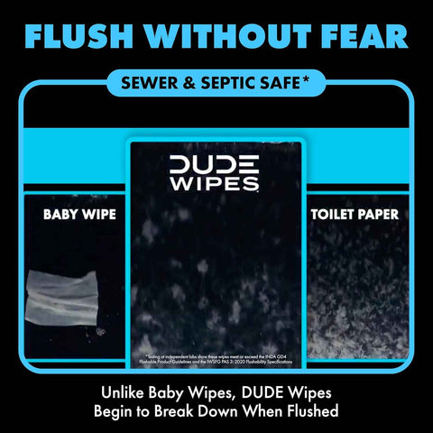 DUDE Wipes Unscented Adult Flushable Wipes and Mint Travel Pack, 402 Count | 8 packs of 48 extra large unscented flushable butt wipes plus 18 mint travel wipes. 99% water, vitamin E, aloe. Septic safe.