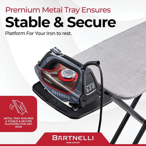 Bartnelli Extreme Stability Ironing Board & Iron Rest 43x13 Iron Surface