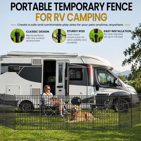 No Dig Garden Fence, Dog Fencing Outdoor for Yard, 10 Panels with Gate