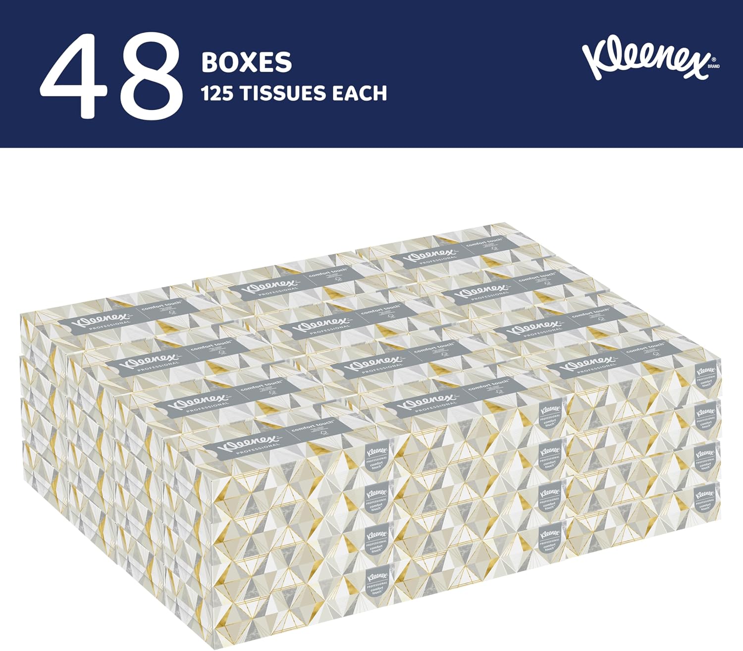 Kleenex Professional Facial Tissue, Bulk, 48 Boxes x 125 Tissues (21606)