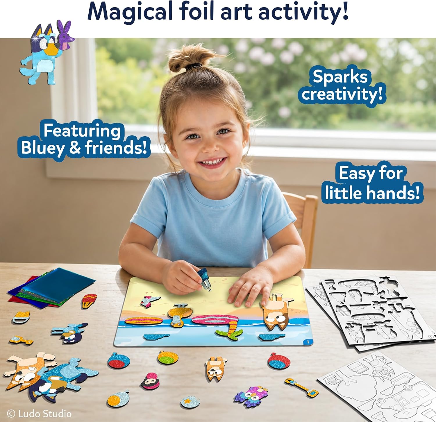 Skillmatics Foil Fun Bluey, DIY Foil Art & Craft Activity, Gift for Kids
