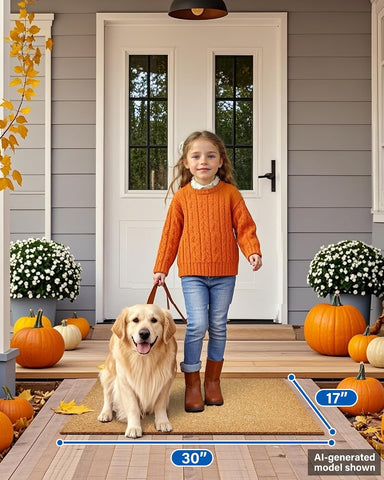 Door Mat Outside Entrance: Blank Doormat 17x30 inch Artificial Coir Doormat for Outdoor Entrance - Front Door Mat Non-Slip Backing Washable Fall Mats for Entryway