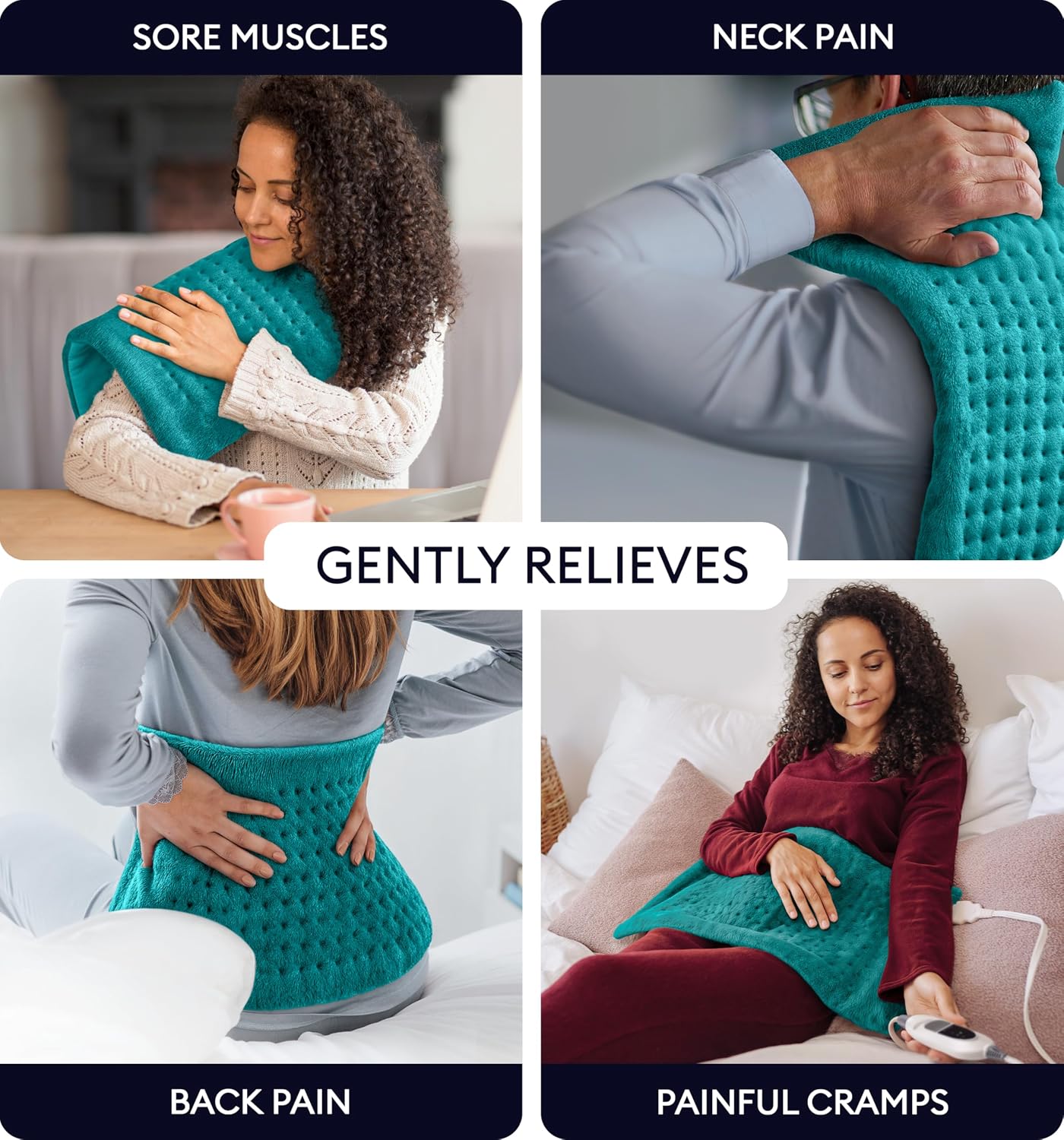 GENIANI Electric Heating Pad for Back Pain & Cramps Relief, Electric Throw, Self Care Gifts for Women, Heating Pad for Neck & Shoulder, Machine Washable Microplush, Auto Shut Off12×24", Viridian Green
