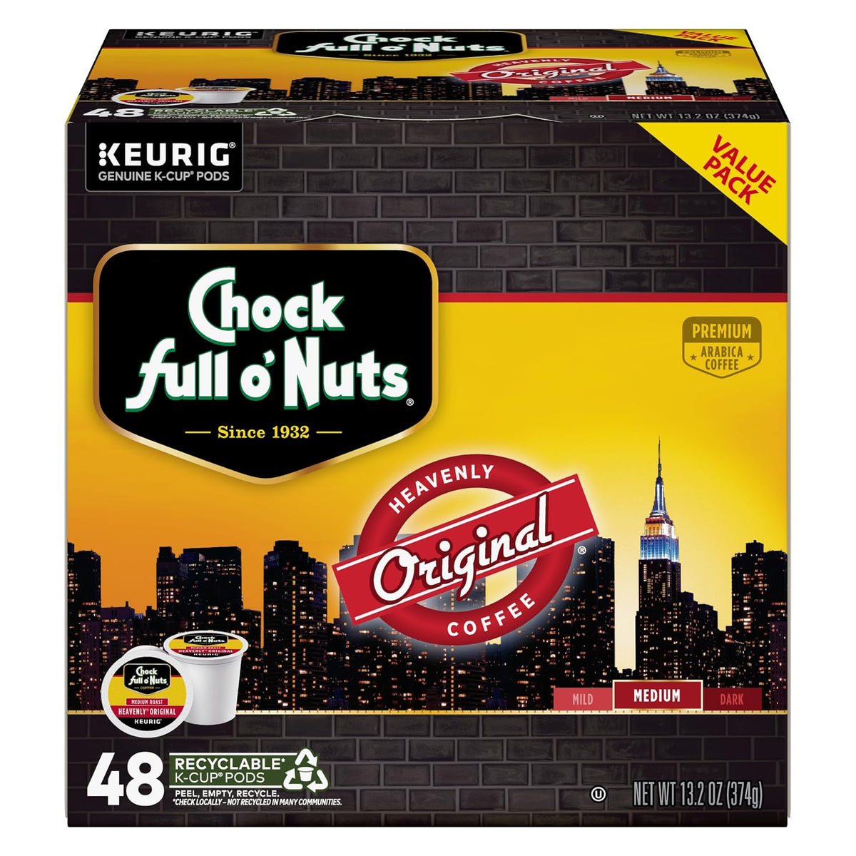 Chock Full o' Nuts K-Cup Pods - Heavenly Original, 48 K-Cup Pods