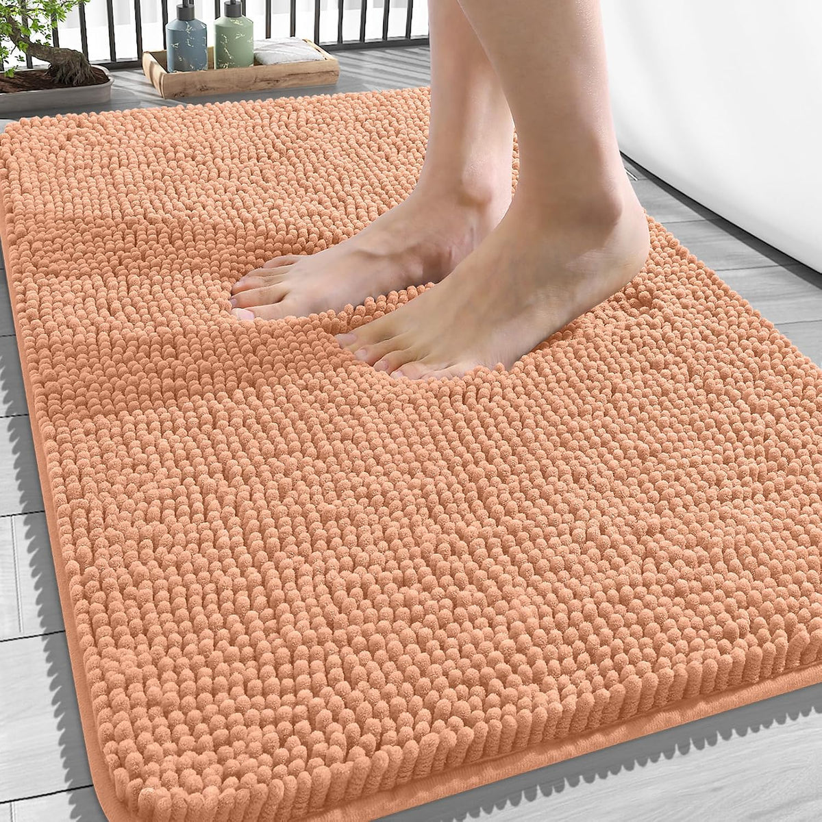 OLANLY Bathroom Rugs 34x21, Extra Soft Absorbent Chenille Bath Rugs