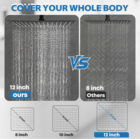 Shower Head,12" High Pressure Rainfall Shower Head with Handheld Dual Spray