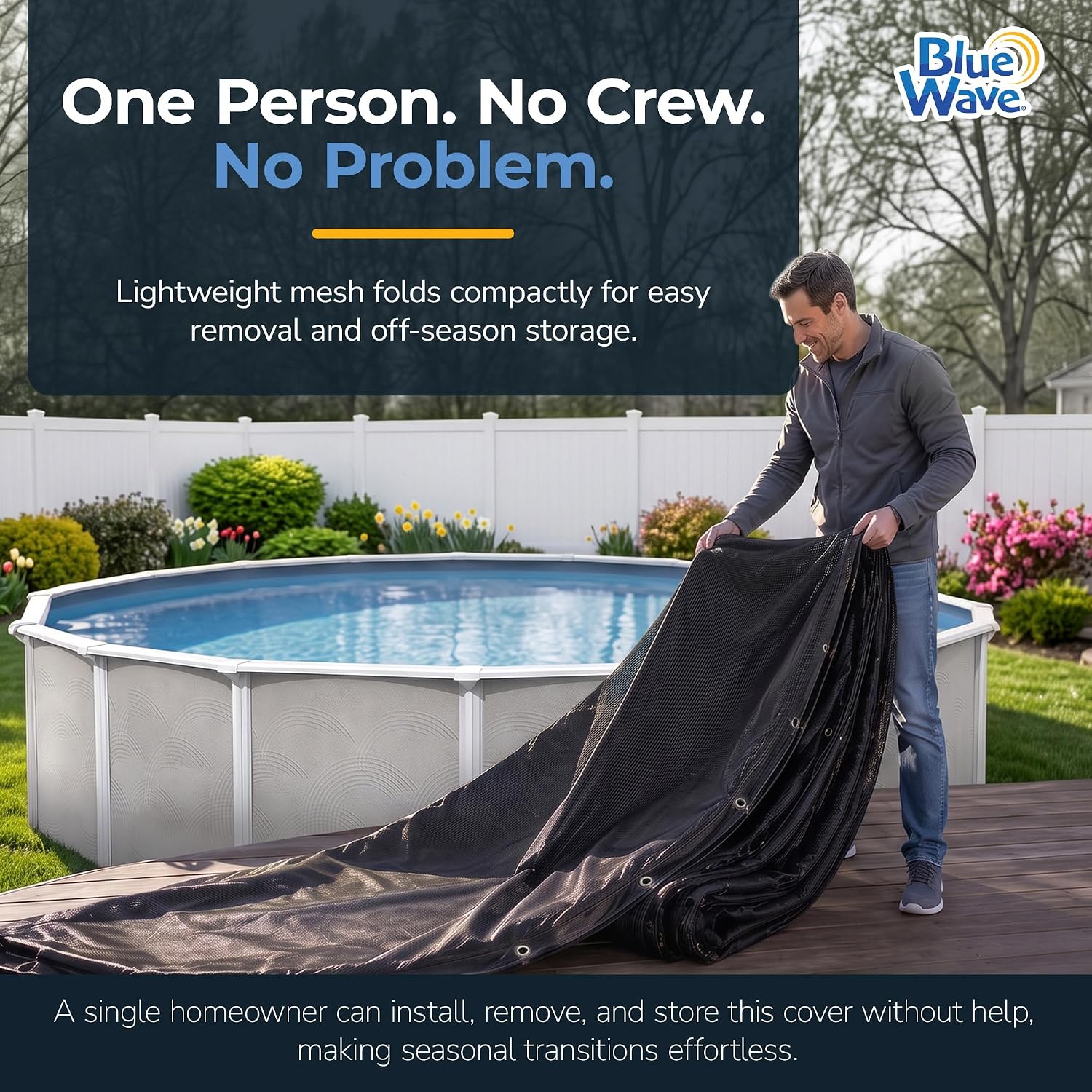 Blue Wave Arctic Armor 24-ft Round Rugged Mesh Pool Cover for Winter