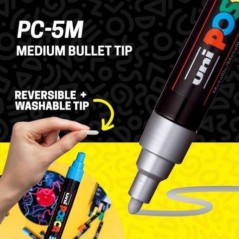 POSCA® PC-5M Paint Markers, 8 Count Monotone Medium Reversible Tip Set