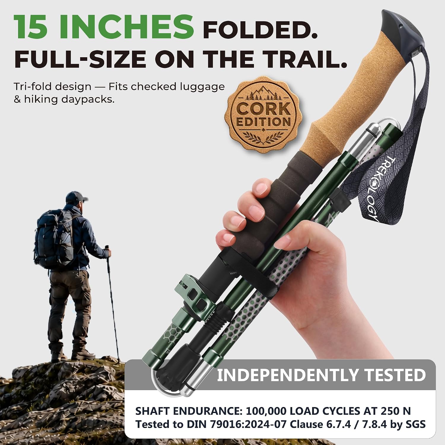 Trekology Trek-Z Hiking Trekking Poles, Walking Stick for Men, Women, 2pc