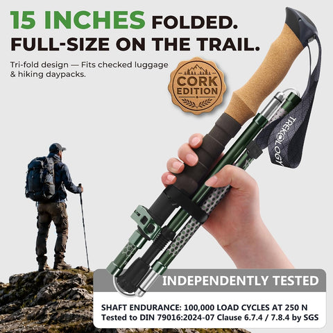 Trekology Trek-Z Hiking Trekking Poles, Walking Stick for Men, Women, 2pc