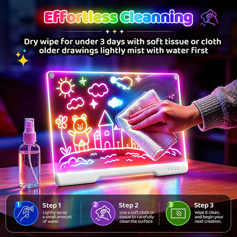 Geokay 16" Rechargeable LED Drawing Board with 9-Color Light Modes