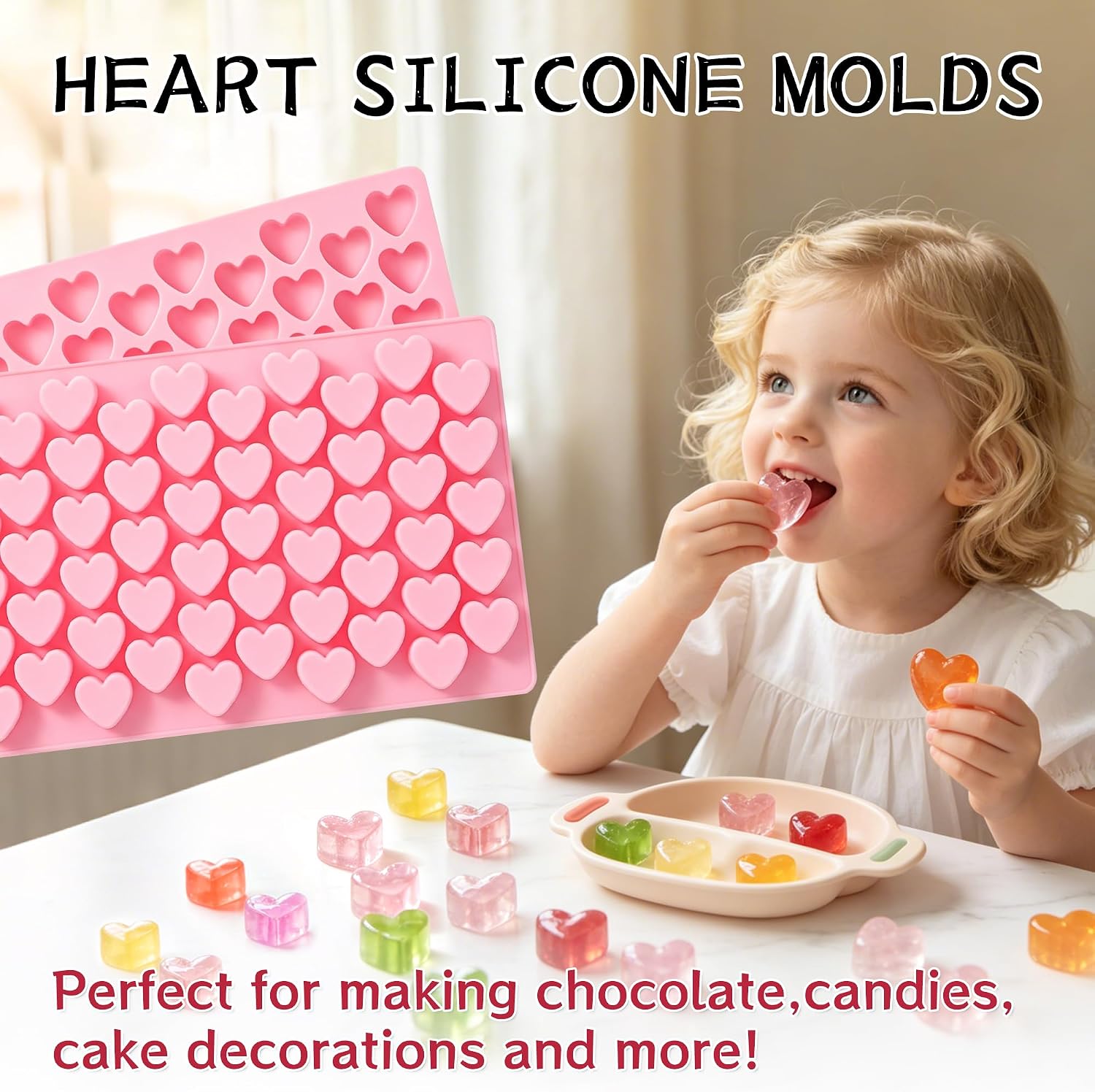2.4ml Medium Heart Silicone Molds with 1 Dropper, 2 Pack Heart Mold